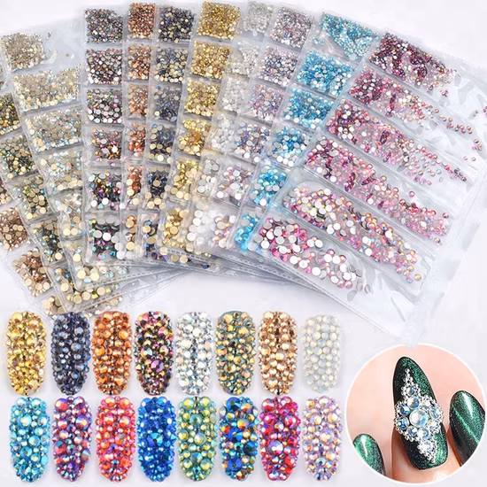 Kingswick Strass Nail Art Decoração Ss12 Ss20 Ab Cor Cristal Flatback Não Hotfix 3D Glitter Strass