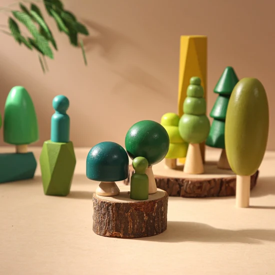 Brinquedos de árvore em miniatura de madeira balanceamento empilhamento blocos de pedra brinquedos educativos criativos
